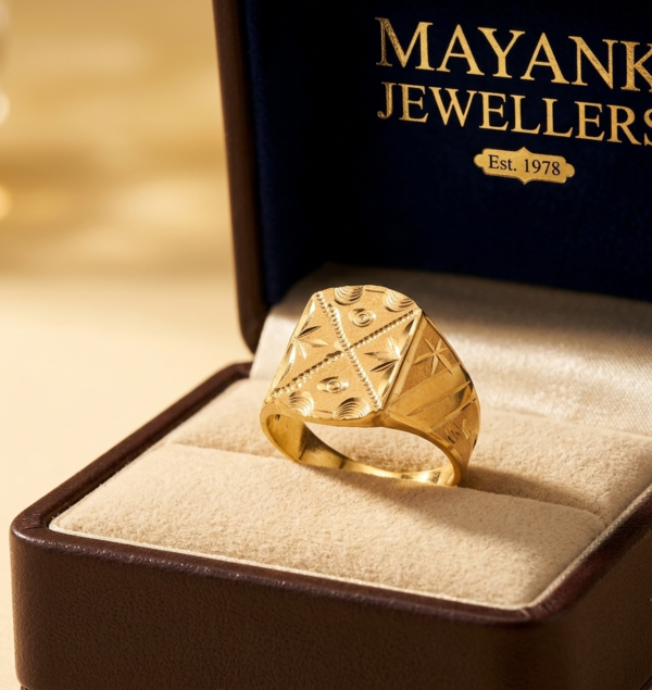 Artisan Engraved Gold Signet Ring