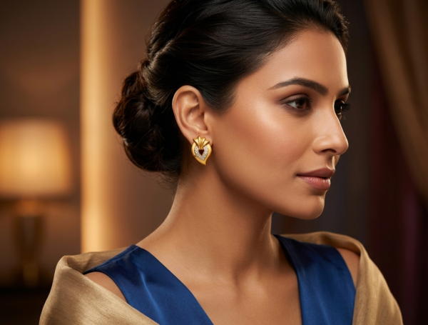 Elegant Teardrop-Inspired Two-Tone Gold Studs