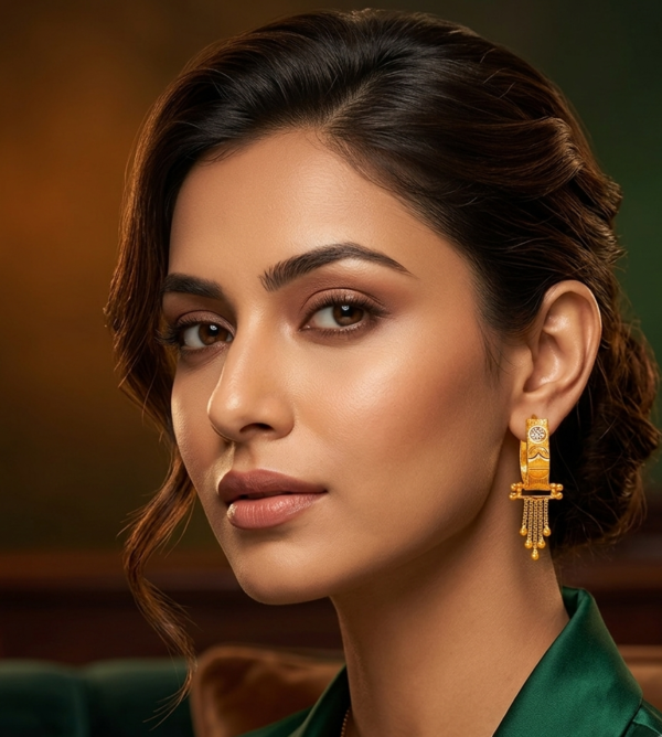 Exquisite Textured Gold Hoop Earrings with Cascading Bead Dangles