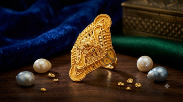 Exquisite Floral Filigree Gold Statement Ring