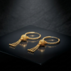 Elegant Hanging Bead Gold Hoop Earrings