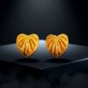 Radiant Heart-Shaped Sunray Gold Studs