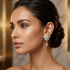 Elegant Lotus-Inspired Diamond Drop Earrings