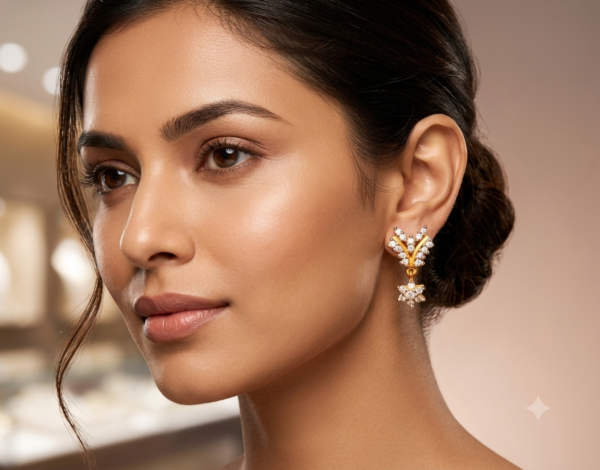 Exquisite Floral-Inspired Diamond Drop Earrings
