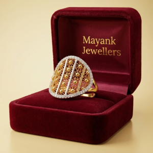 Radiant Lattice-Design Two-Tone Statement Ring
