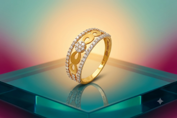 Elegant Infinity-Inspired Diamond-Studded Gold Band