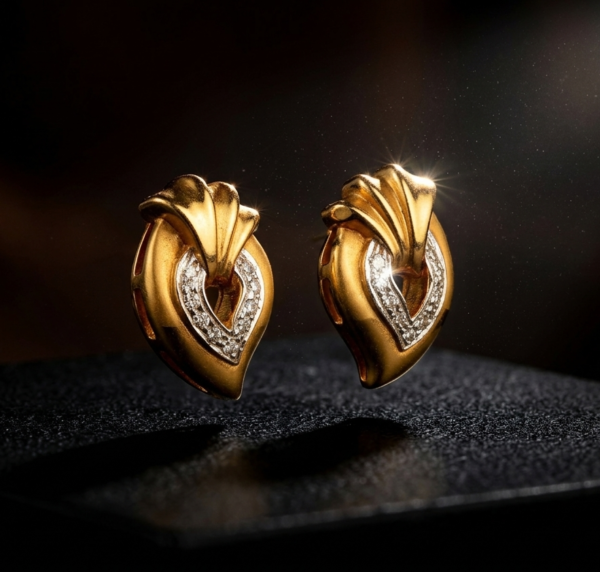 Elegant Teardrop-Inspired Two-Tone Gold Studs