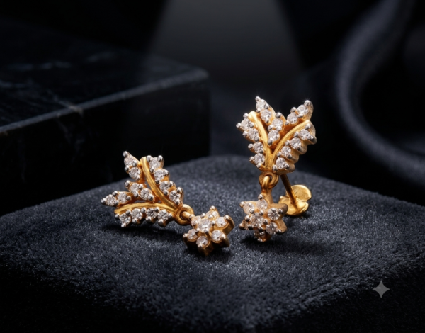 Exquisite Floral-Inspired Diamond Drop Earrings