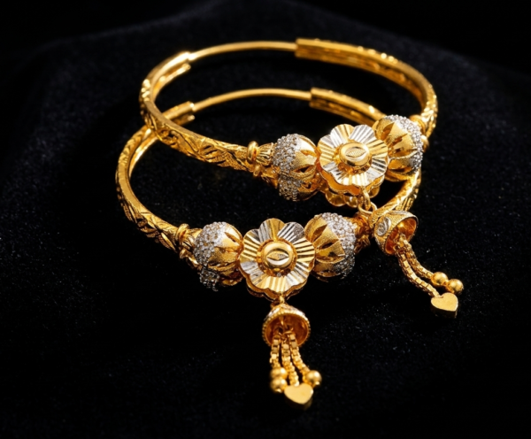 Elegant Textured Filigree Gold Hoop Earrings