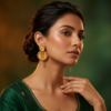Traditional Crescent Moon Filigree Gold Drop Earrings