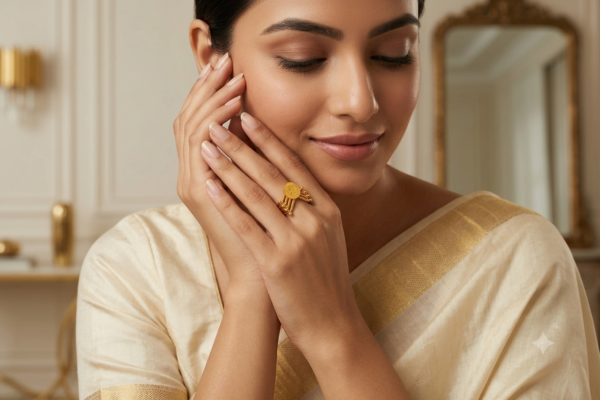 Traditional Coin-Motif Multi-Wire Gold Ring