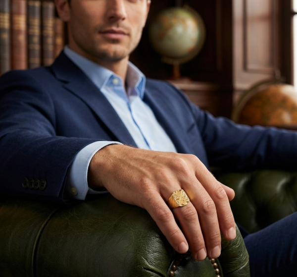 Artisan Engraved Gold Signet Ring