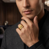 Artisan Monogrammed Textured Gold Ring