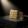 Textured Two-Tone Rectangular Gold Ring