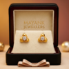 Elegant Tri-Point Gold Studs with Central Solitaire