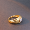 Classic Men's Gold Ring with Stone-Studded Square Accent