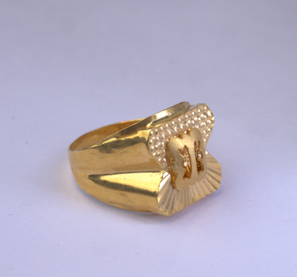 Artisan Monogrammed Textured Gold Ring