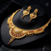 Mayank Jewellers Traditional Gold-Plated Enamel Accented Necklace and Earrings Set