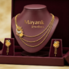 Graceful Multi-Layer Chain Necklace Set with Side Peacock Motif and Earrings