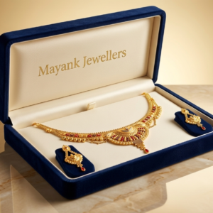 Mayank Jewellers Traditional Gold-Plated Enamel Accented Necklace and Earrings Set