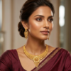 Mayank Jewellers Radiant Gold-Plated Central Medallion Necklace and Earrings Set