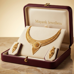 Mayank Jewellers Radiant Gold-Plated Central Medallion Necklace and Earrings Set