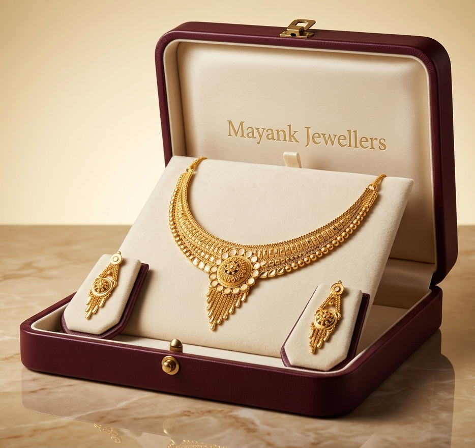 Mayank Jewellers Radiant Gold-Plated Central Medallion Necklace and Earrings Set Mayank Jewellers Radiant Gold-Plated Central Medallion Necklace and Earrings Set