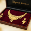 Radiant Traditional Gold-Plated Statement Necklace and Dangle Earrings Set