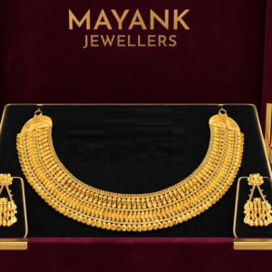 Mayank Jewellers Royal Gold-Plated Heavy Choker Necklace and Earrings Set