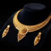 Mayank Jewellers Radiant Gold-Plated Central Medallion Necklace and Earrings Set
