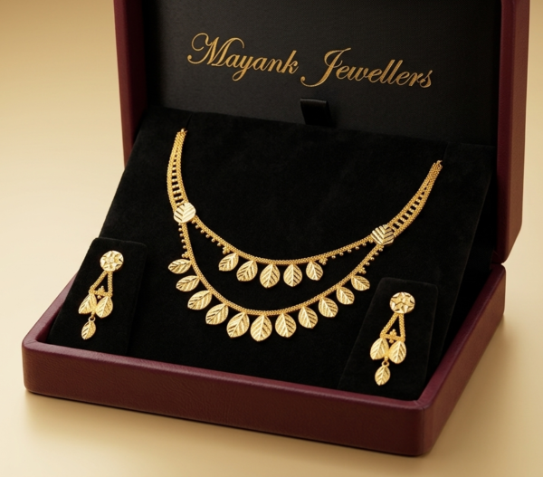Delicate Gold-Plated Double-Layer Leaf Charm Necklace Set