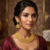 Mayank Jewellers Royal Gold-Plated Heavy Choker Necklace and Earrings Set
