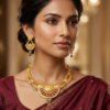Mayank Jewellers Traditional Gold-Plated Enamel Accented Necklace and Earrings Set
