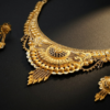 Radiant Traditional Gold-Plated Statement Necklace and Dangle Earrings Set