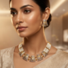 Elegant Multi-Strand Pearl and Filigree Designer Necklace Set