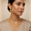 Delicate Gold-Plated Double-Layer Leaf Charm Necklace Set