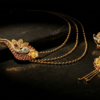 Graceful Multi-Layer Chain Necklace Set with Side Peacock Motif and Earrings