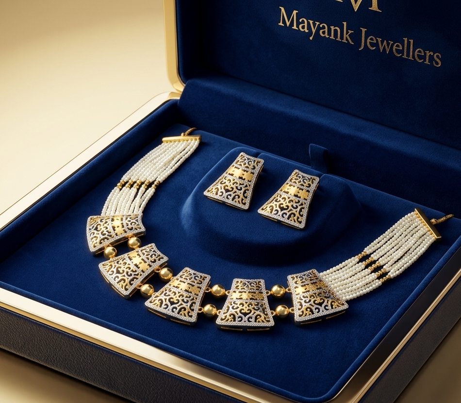 Elegant Multi-Strand Pearl and Filigree Designer Necklace Set Elegant Multi-Strand Pearl and Filigree Designer Necklace Set