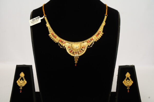 Mayank Jewellers Traditional Gold-Plated Enamel Accented Necklace and Earrings Set