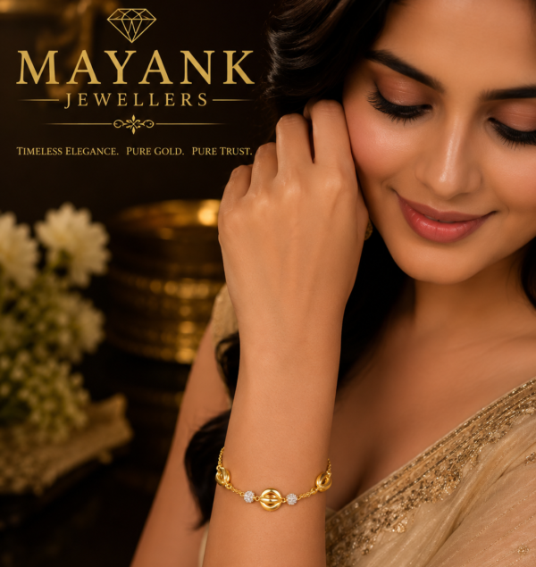 Mayank Jewellers Elegant Bead & Interlink Gold Bracelet