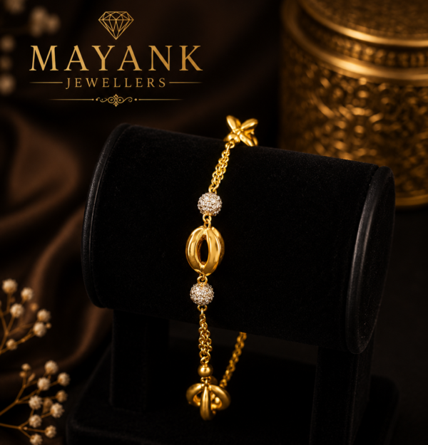 Mayank Jewellers Elegant Bead & Interlink Gold Bracelet