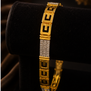 Mayank Jewellers Geometric Two-Tone Link Bracelet
