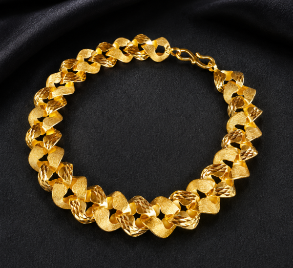 Artisan Texturized Gold Link Bracelet