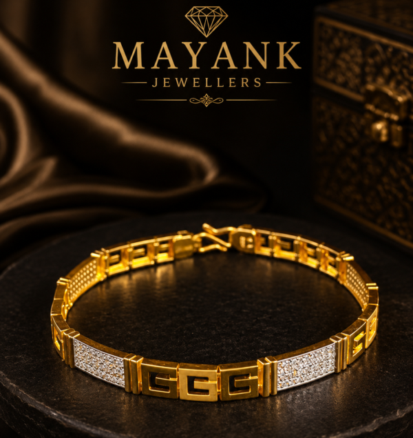 Mayank Jewellers Geometric Two-Tone Link Bracelet
