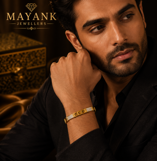 Mayank Jewellers Geometric Two-Tone Link Bracelet