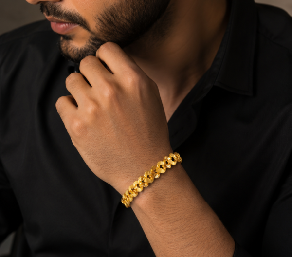 Artisan Texturized Gold Link Bracelet