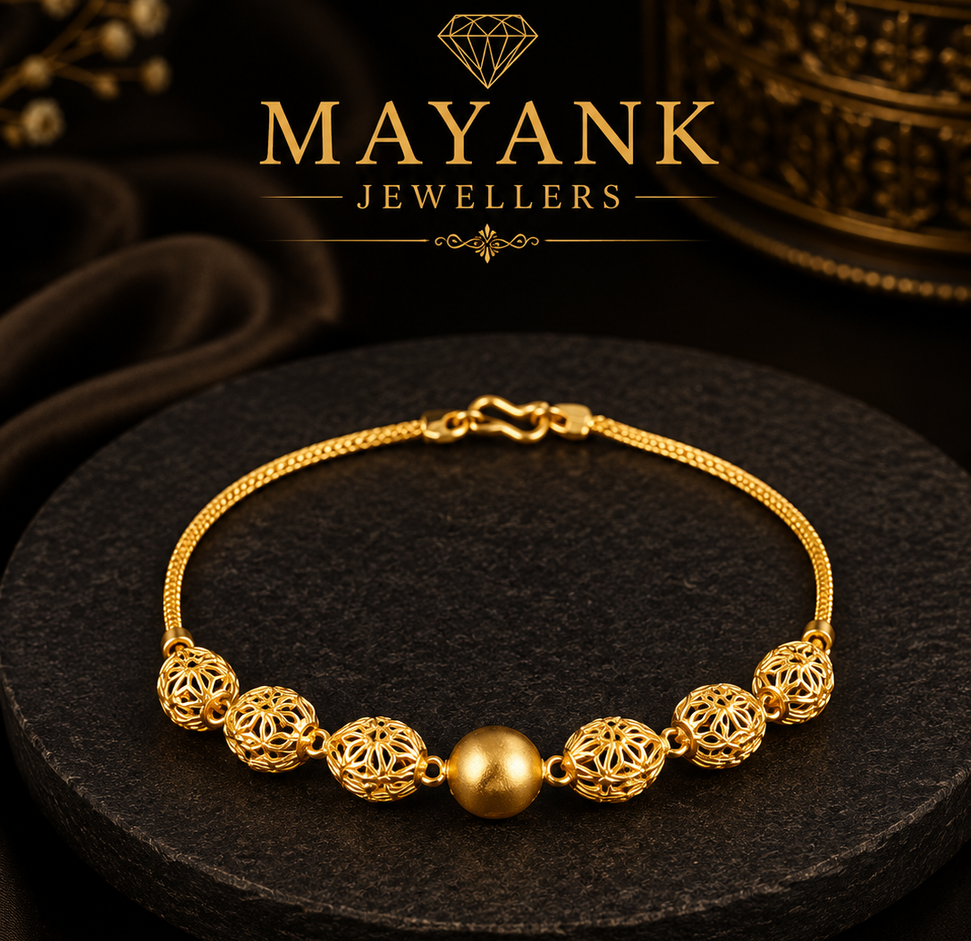 Mayank Jewellers Filigree Bead & Centerpiece Gold Bracelet